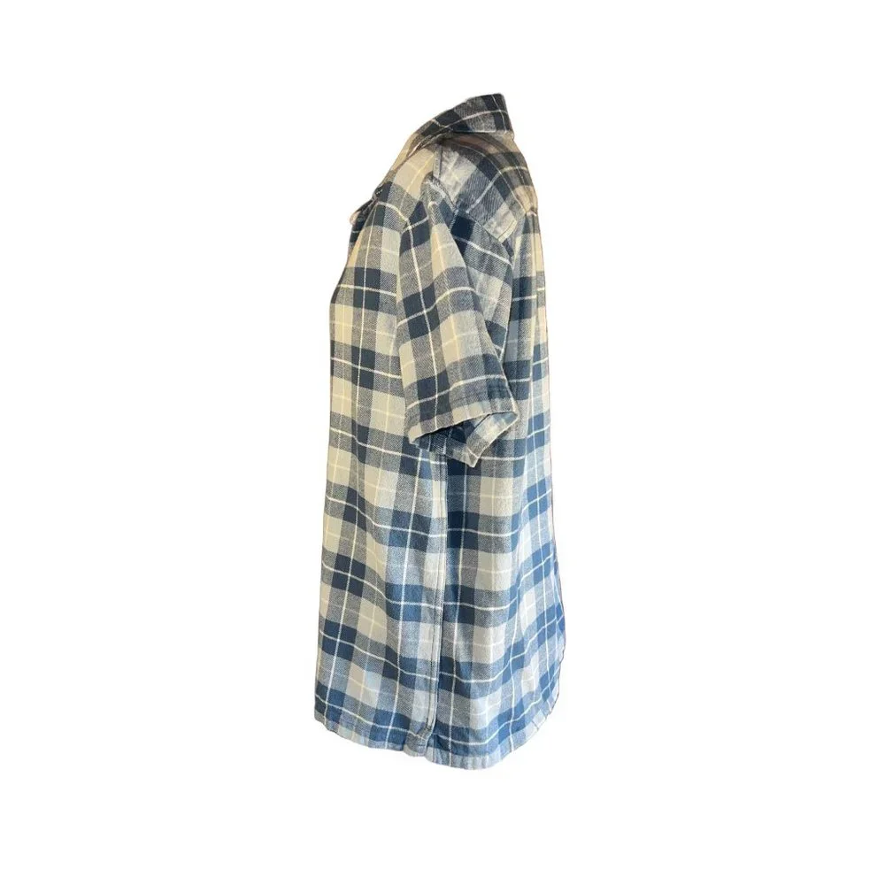 Pacsun Shirt Mens Small Blue Plaid Short Sleeve Button Front - Picture 3 of 9